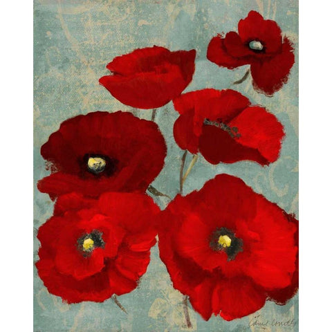 Kindles Poppies II Black Modern Wood Framed Art Print with Double Matting by Loreth, Lanie