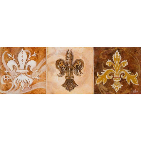 Fleur de Lis Trio White Modern Wood Framed Art Print by Riker, Thomas