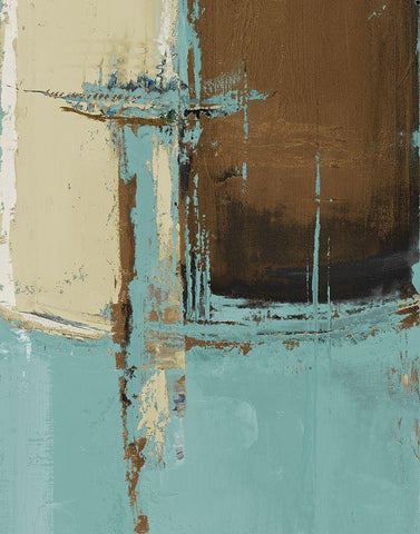 Oxido on Teal I Black Ornate Wood Framed Art Print with Double Matting by Pinto, Patricia