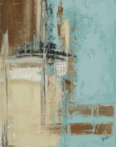 Oxido On Teal II White Modern Wood Framed Art Print with Double Matting by Pinto, Patricia