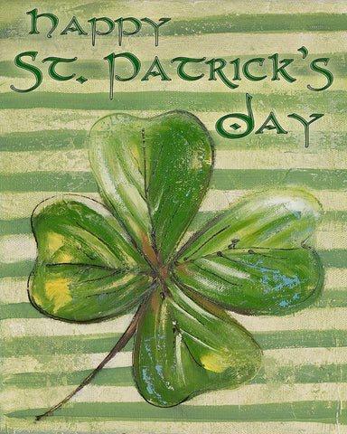 St. Patricks Four Leaf Clover Black Ornate Wood Framed Art Print with Double Matting by Pinto, Patricia