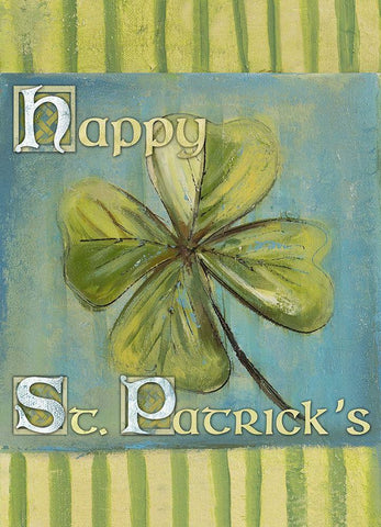 St. Patricks Clover White Modern Wood Framed Art Print with Double Matting by Pinto, Patricia