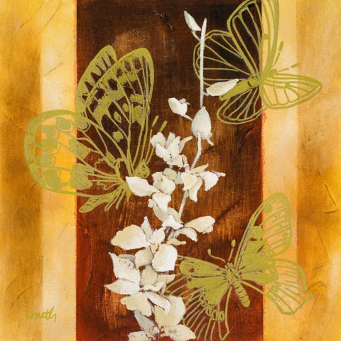 All-a-Flutter II Gold Ornate Wood Framed Art Print with Double Matting by Loreth, Lanie