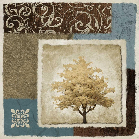 Summer Tree I Black Ornate Wood Framed Art Print with Double Matting by Marcon, Michael