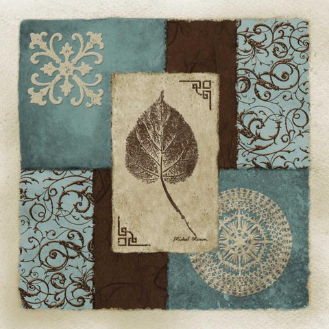 Winter Leaf I Black Ornate Wood Framed Art Print with Double Matting by Marcon, Michael