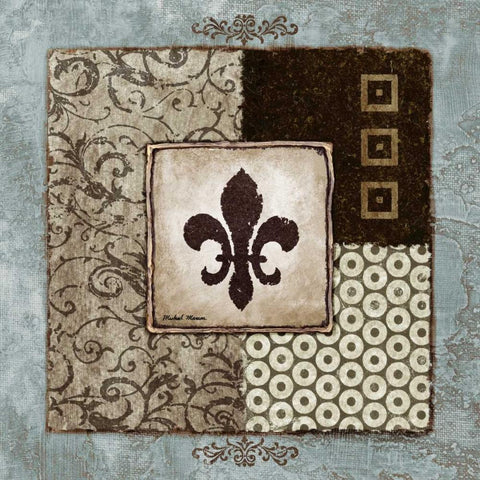 Fleur de Lis I Black Ornate Wood Framed Art Print with Double Matting by Marcon, Michael