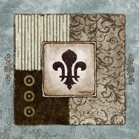 Fleur de Lis II Black Ornate Wood Framed Art Print with Double Matting by Marcon, Michael