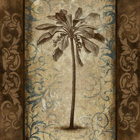 Palm Square II Gold Ornate Wood Framed Art Print with Double Matting by Marcon, Michael