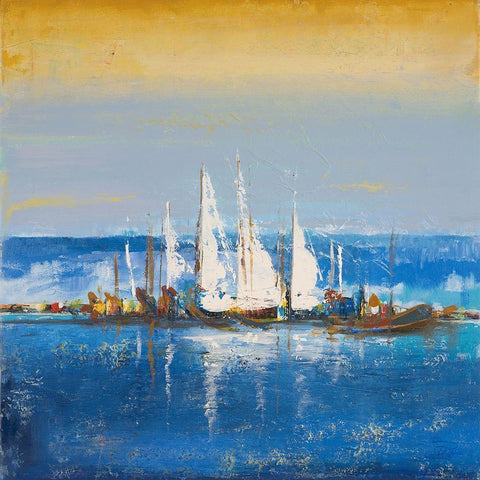 Blue Ocean II Black Modern Wood Framed Art Print with Double Matting by Pinto, Patricia