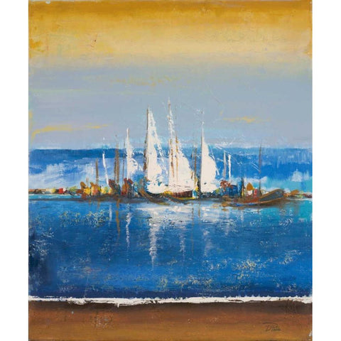 Blue Ocean II White Modern Wood Framed Art Print by Pinto, Patricia