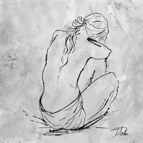 Nude Sketch I White Modern Wood Framed Art Print by Pinto, Patricia
