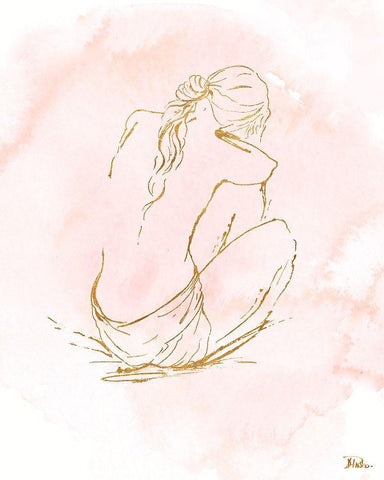 Nude on Pink I White Modern Wood Framed Art Print with Double Matting by Pinto, Patricia