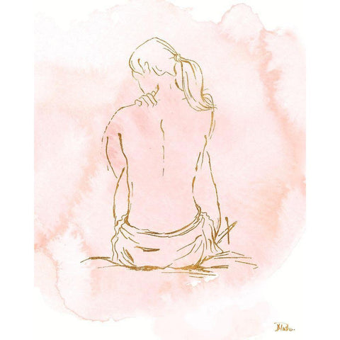 Nude on Pink II Black Modern Wood Framed Art Print by Pinto, Patricia