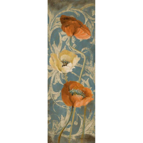 Poppies de Bleu I Gold Ornate Wood Framed Art Print with Double Matting by Loreth, Lanie