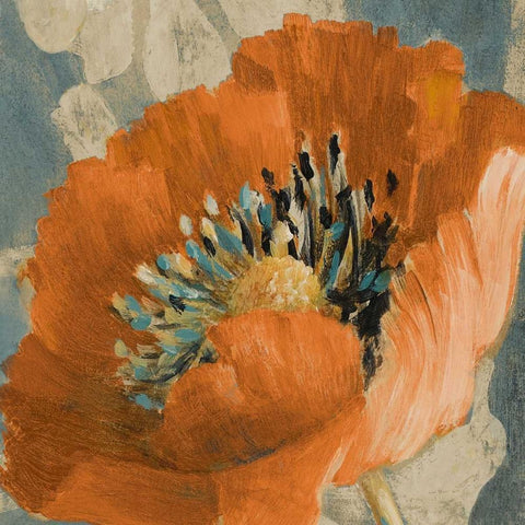 Orange Poppy Black Modern Wood Framed Art Print by Loreth, Lanie