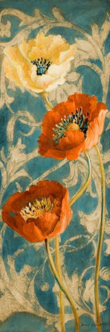 Poppies de Bleu II - enhanced Black Ornate Wood Framed Art Print with Double Matting by Loreth, Lanie