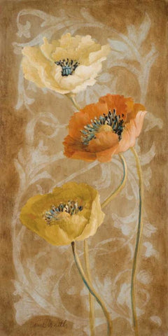 Poppies de Brun II White Modern Wood Framed Art Print with Double Matting by Loreth, Lanie