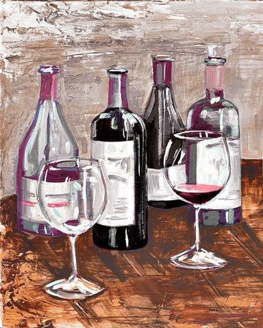 Drink At The Wine Bar White Modern Wood Framed Art Print with Double Matting by French-Roussia, Heather A.