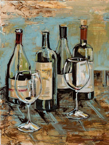 Wine I White Modern Wood Framed Art Print with Double Matting by French-Roussia, Heather A.