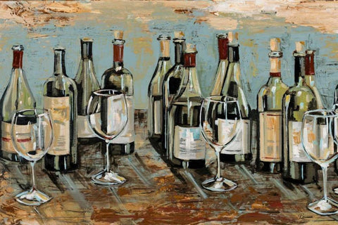 Wine Bar II White Modern Wood Framed Art Print with Double Matting by French-Roussia, Heather A.