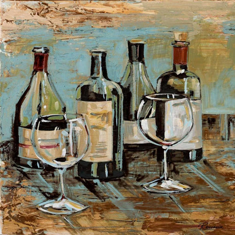 Wine I White Modern Wood Framed Art Print by French-Roussia, Heather A.