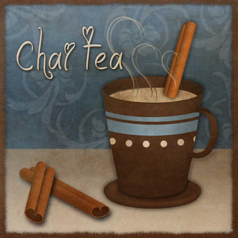 Chai Tea Black Modern Wood Framed Art Print with Double Matting by SD Graphics Studio