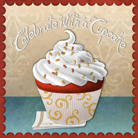 Cupcake II Gold Ornate Wood Framed Art Print with Double Matting by SD Graphics Studio