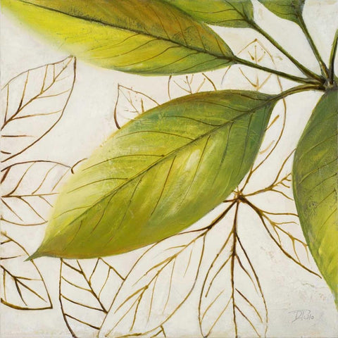 Fresh Leaves I White Modern Wood Framed Art Print by Pinto, Patricia