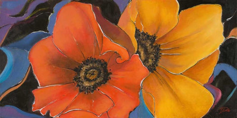 Exotic Flowers I White Modern Wood Framed Art Print with Double Matting by Pinto, Patricia