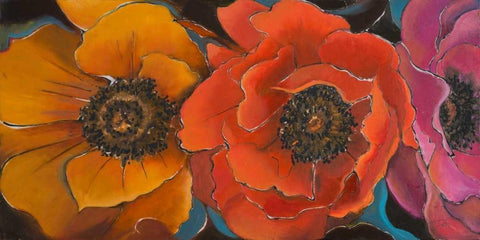 Exotic Flowers II Black Ornate Wood Framed Art Print with Double Matting by Pinto, Patricia