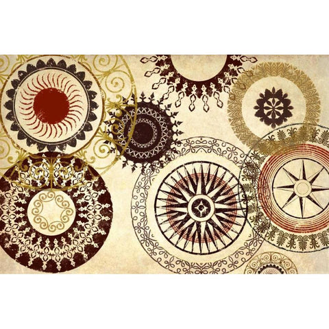 Egyptian Textile Gold Ornate Wood Framed Art Print with Double Matting by Marcon, Michael