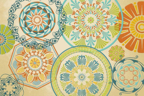 Spirographics White Modern Wood Framed Art Print with Double Matting by Studio, Sd Graphics