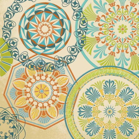 Spirographics Square I Black Ornate Wood Framed Art Print with Double Matting by Studio, Sd Graphics