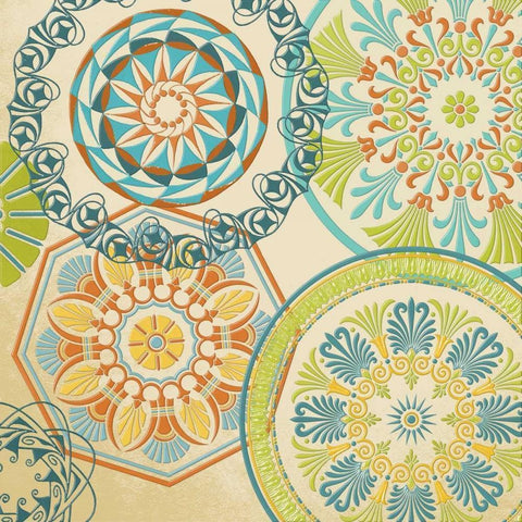 Spirographics Square I Gold Ornate Wood Framed Art Print with Double Matting by Studio, Sd Graphics