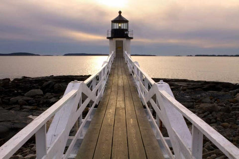 Marshall Point White Modern Wood Framed Art Print with Double Matting by Veilleux, Jason