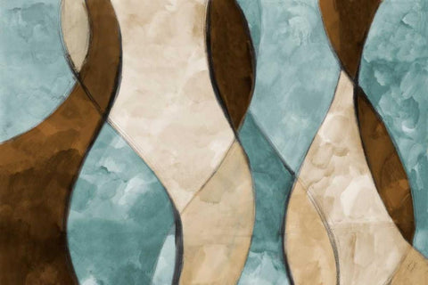 Blue Lyrical I White Modern Wood Framed Art Print with Double Matting by Loreth, Lanie