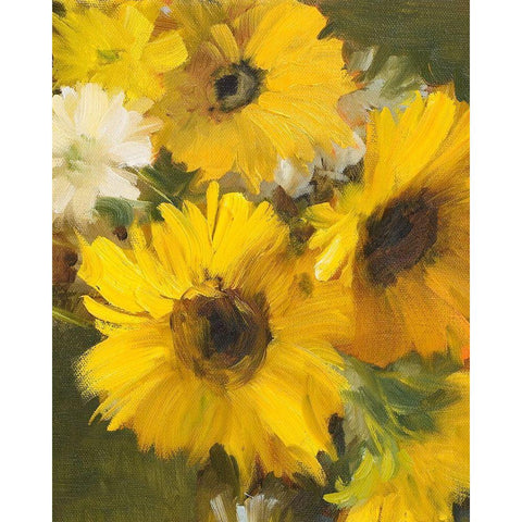 Bright Yellow Sunflowers White Modern Wood Framed Art Print by Loreth, Lanie