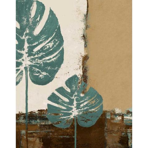 Blue Leaves I Black Modern Wood Framed Art Print by Pinto, Patricia
