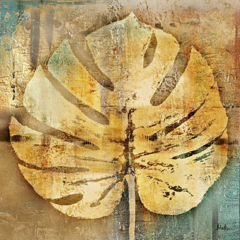 Gold Leaves I White Modern Wood Framed Art Print by Pinto, Patricia