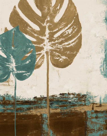 Blue Leaves II Black Ornate Wood Framed Art Print with Double Matting by Pinto, Patricia