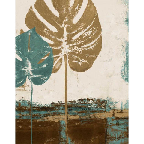 Blue Leaves II White Modern Wood Framed Art Print by Pinto, Patricia