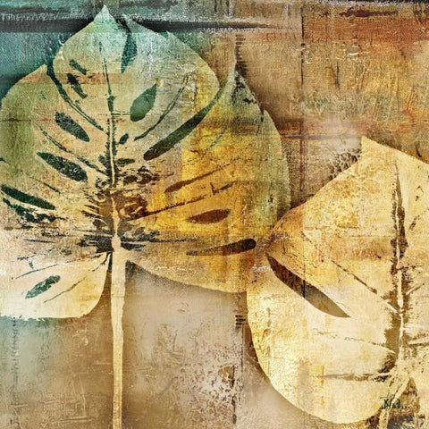 Gold Leaves II White Modern Wood Framed Art Print by Pinto, Patricia