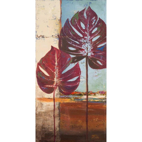 Red Leaves II Black Modern Wood Framed Art Print with Double Matting by Pinto, Patricia