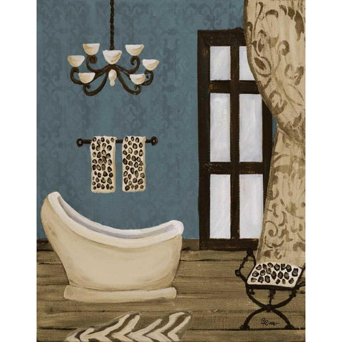 Blue Beach Bath III Gold Ornate Wood Framed Art Print with Double Matting by Ritter, Gina