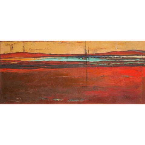 Red Horizon I White Modern Wood Framed Art Print by Pinto, Patricia