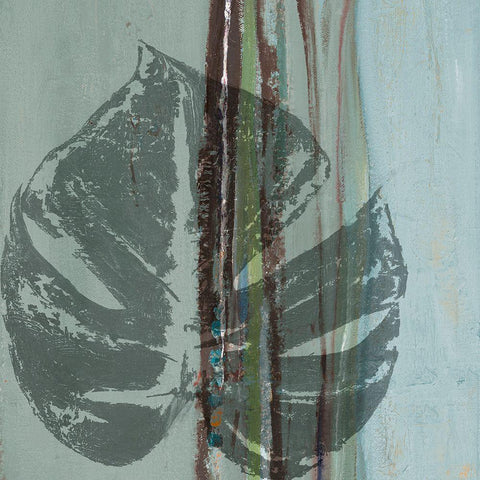 Teal Horizon Leaf II Black Modern Wood Framed Art Print by Pinto, Patricia