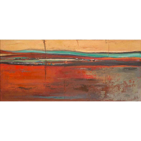 Red Horizon II Black Modern Wood Framed Art Print with Double Matting by Pinto, Patricia