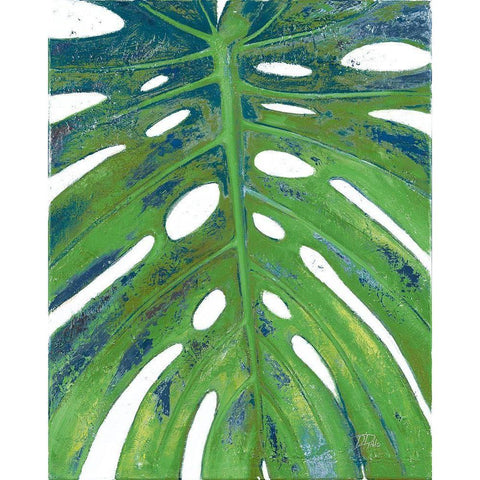 Tropical Leaf with Blue II Black Modern Wood Framed Art Print with Double Matting by Pinto, Patricia