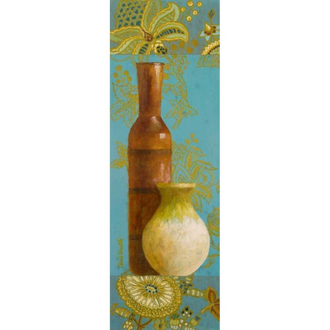 Vases on European Floral II Gold Ornate Wood Framed Art Print with Double Matting by Loreth, Lanie