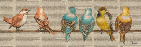 Gleeful Newsprint I Black Ornate Wood Framed Art Print with Double Matting by Pinto, Patricia